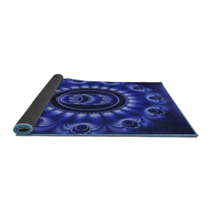 Thickness of Patterned Denim Dark Blue Rug, pat1374blu