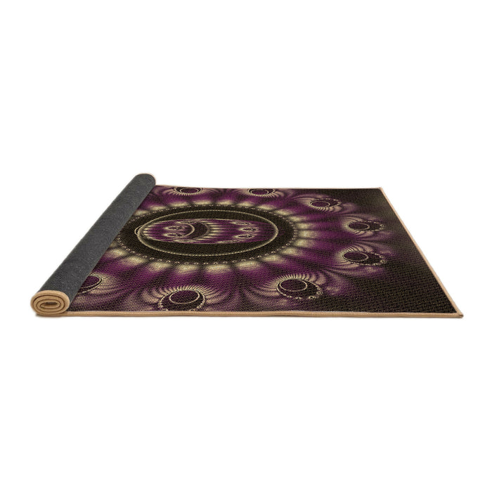 Thickness of Patterned Purple Lily Purple Rug, pat1374brn