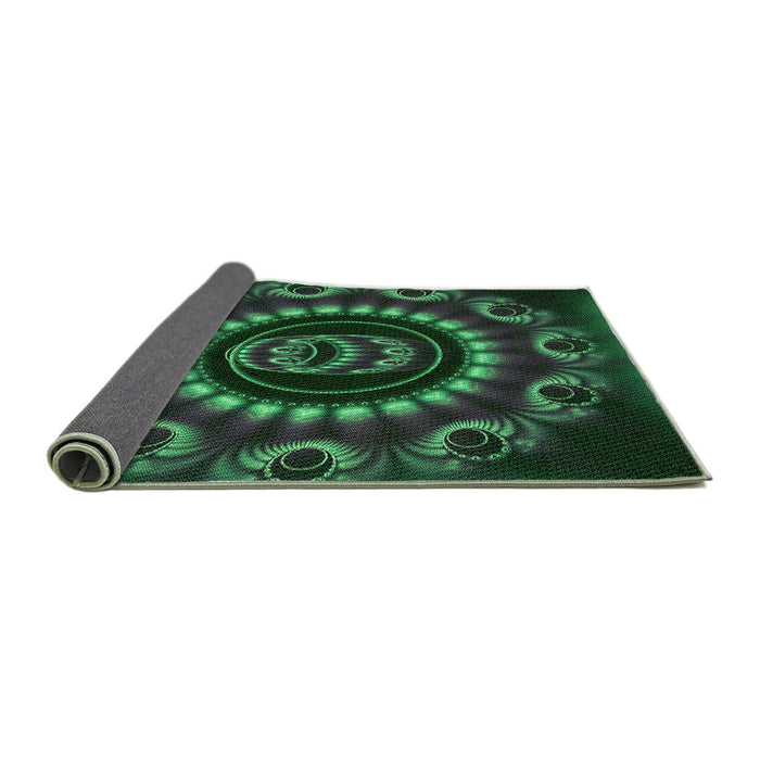 Thickness of Patterned Dark Forest Green Rug, pat1374grn