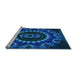 Sideview of Machine Washable Transitional Blue Rug, wshpat1374lblu