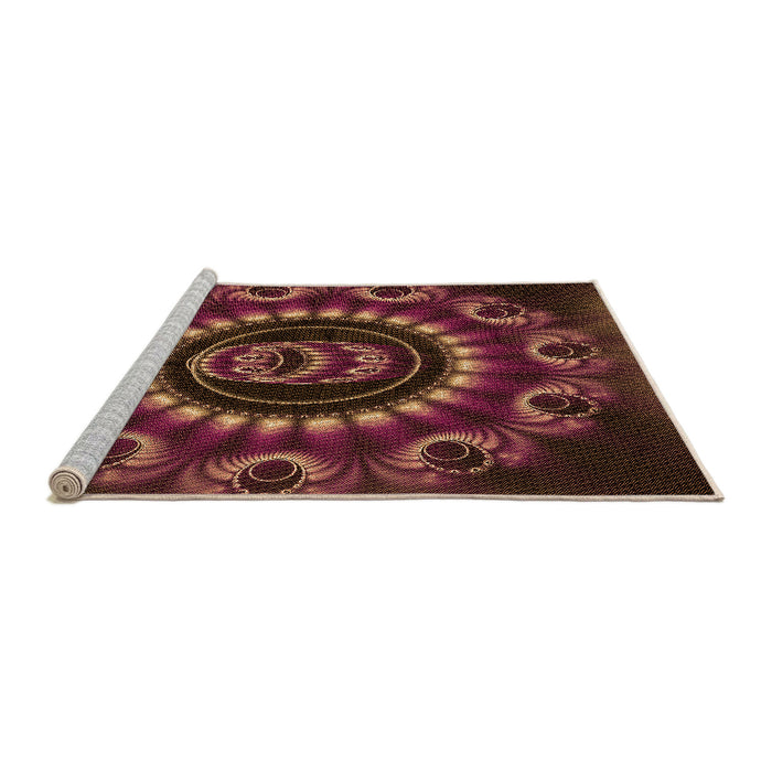 Sideview of Machine Washable Transitional Chestnut Red Rug, wshpat1374org
