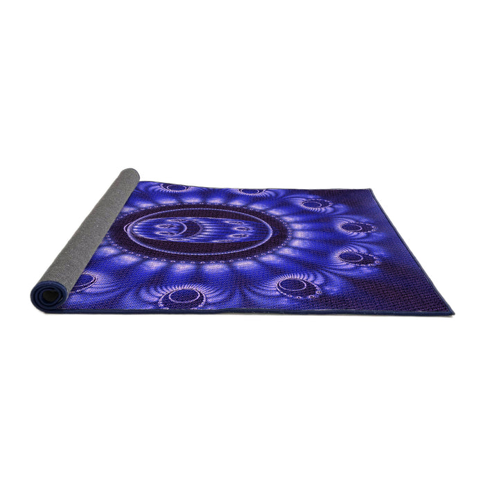 Thickness of Patterned Earth Blue Rug, pat1374pur
