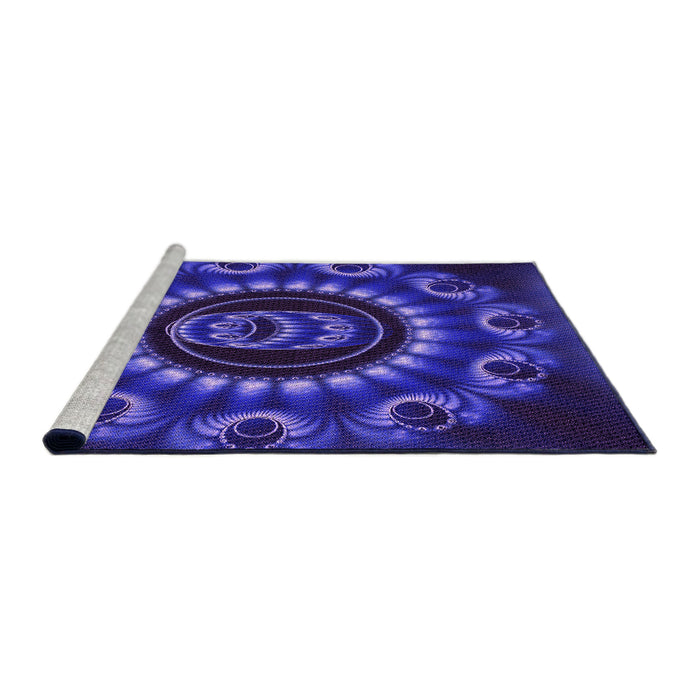 Sideview of Machine Washable Transitional Earth Blue Rug, wshpat1374pur