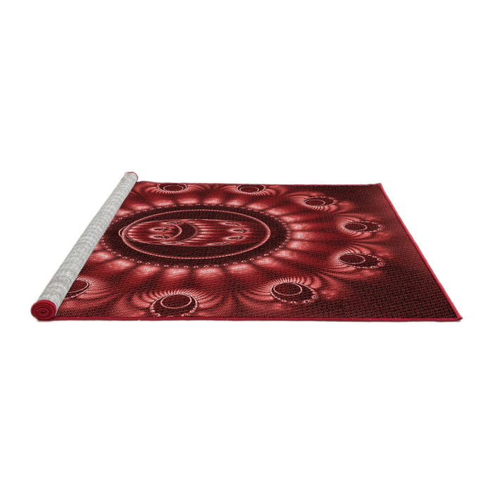 Sideview of Machine Washable Transitional Crimson Red Rug, wshpat1374rd