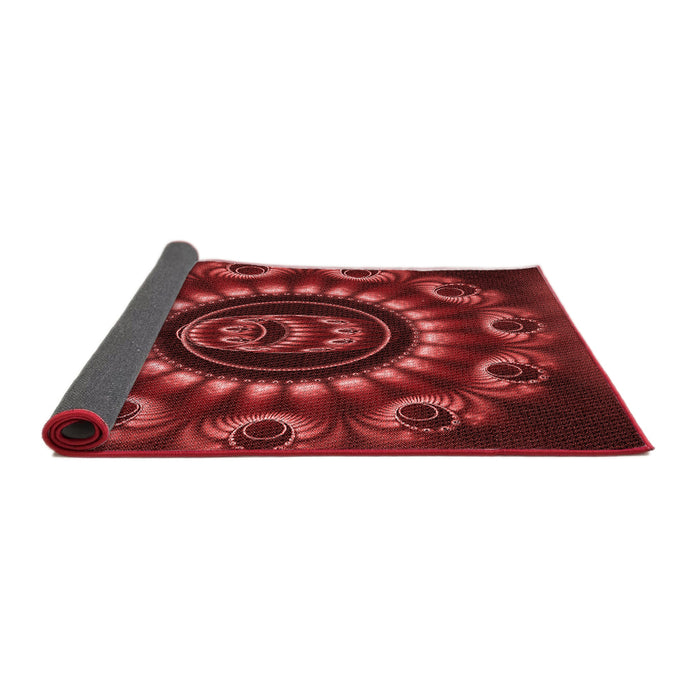 Thickness of Patterned Crimson Red Rug, pat1374rd