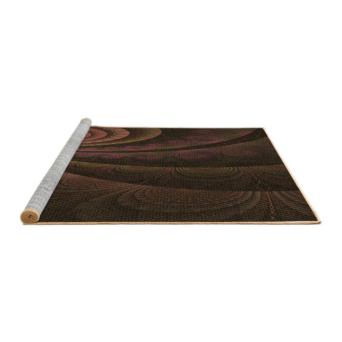 Sideview of Machine Washable Transitional Black Brown Rug, wshpat1375brn