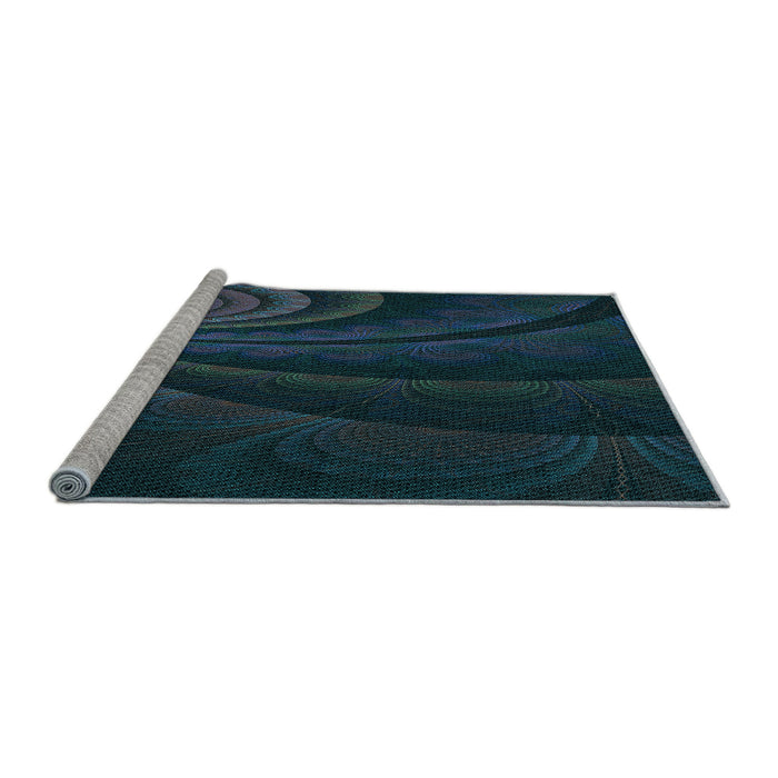 Sideview of Machine Washable Transitional Blue Rug, wshpat1375lblu