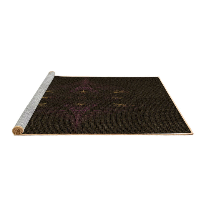 Sideview of Machine Washable Transitional Chocolate Brown Rug, wshpat1376brn