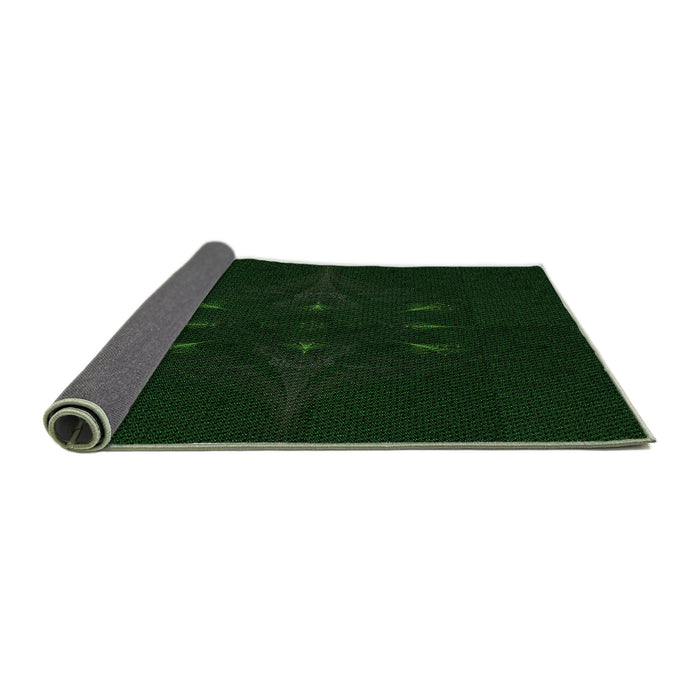 Thickness of Patterned Deep Emerald Green Rug, pat1376grn