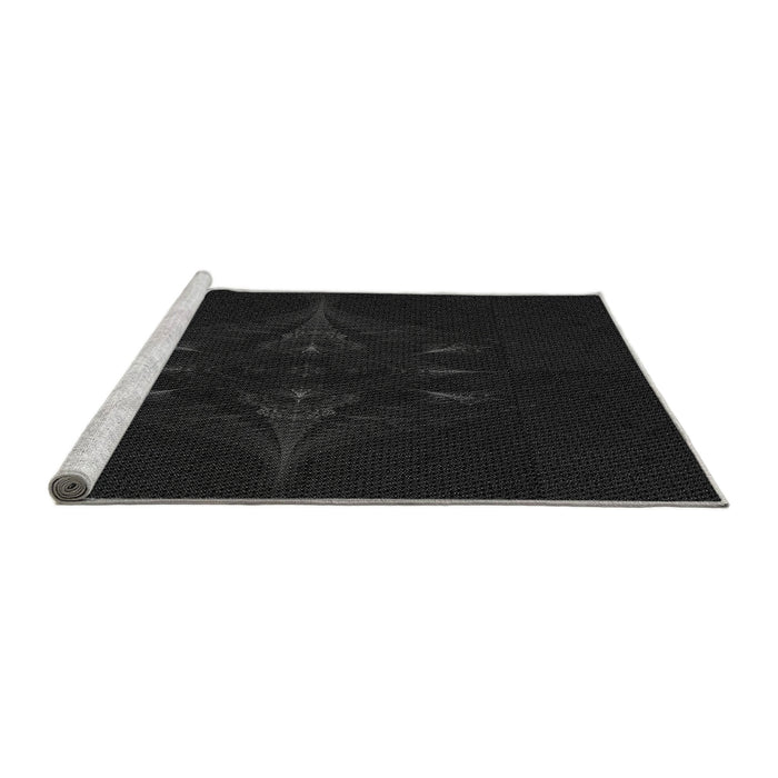 Sideview of Machine Washable Transitional Black Rug, wshpat1376gry