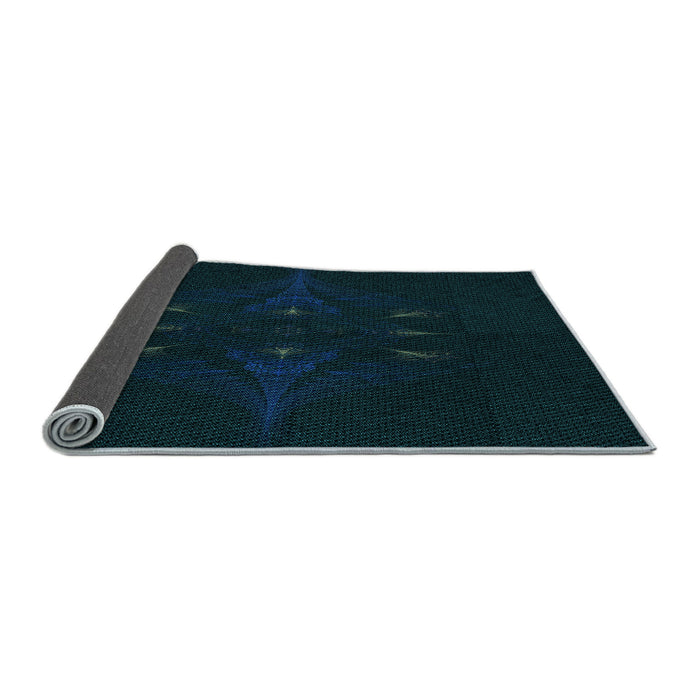 Closeup of Patterned Black Rug, pat1376lblu