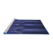 Sideview of Machine Washable Transitional Royal Blue Rug, wshpat1377blu