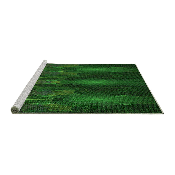 Sideview of Machine Washable Transitional Deep Emerald Green Rug, wshpat1377grn
