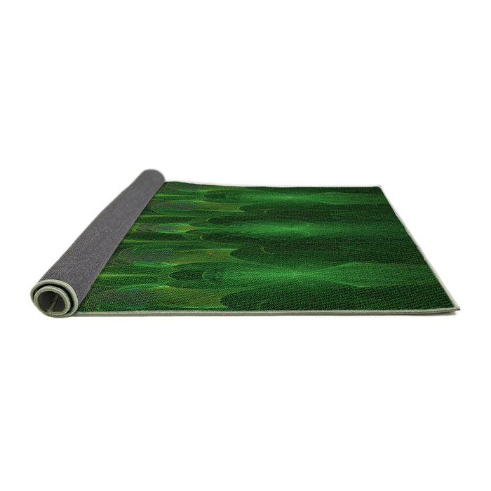 Thickness of Patterned Deep Emerald Green Rug, pat1377grn