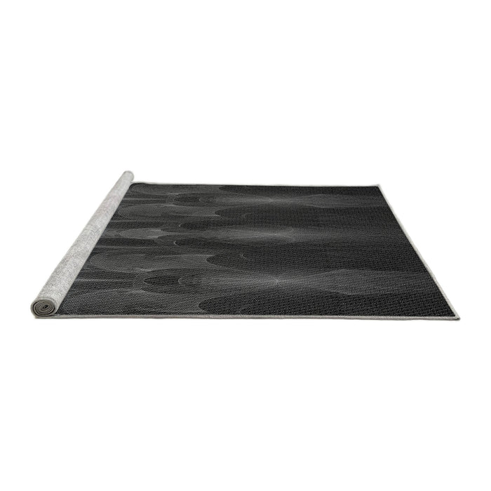 Sideview of Machine Washable Transitional Charcoal Black Rug, wshpat1377gry