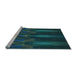 Sideview of Machine Washable Transitional Aquamarine Stone Green Rug, wshpat1377lblu