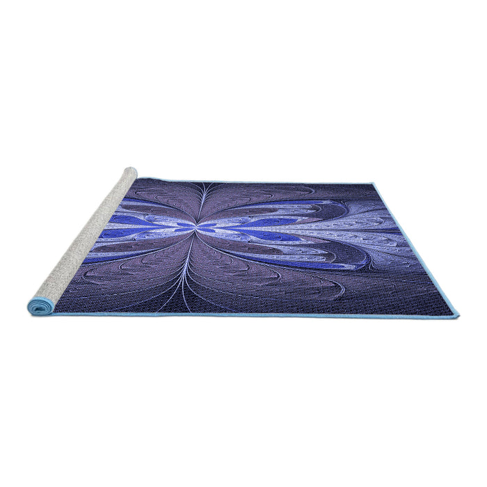 Sideview of Machine Washable Transitional Midnight Blue Rug, wshpat1378blu