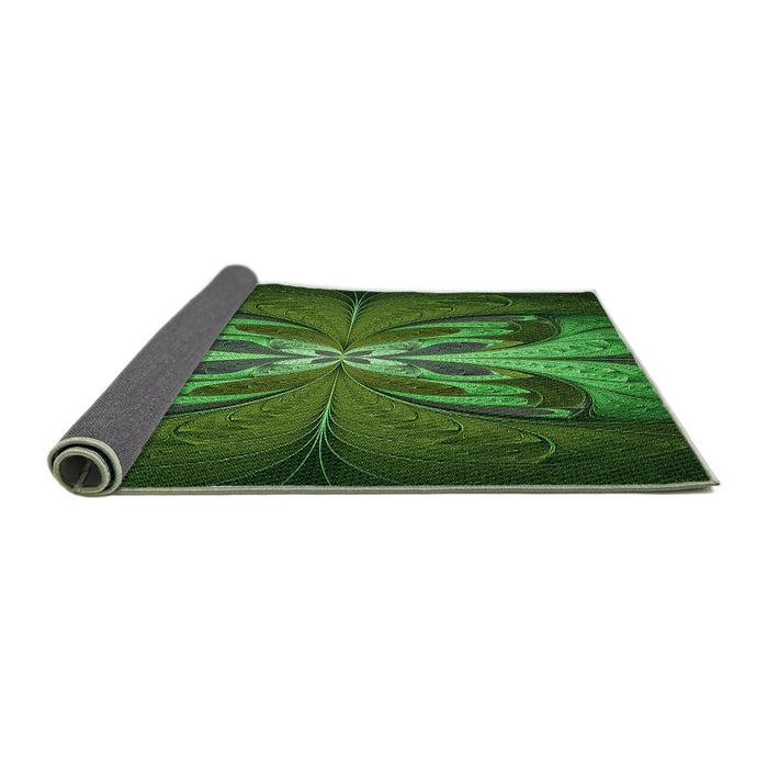Thickness of Patterned Dark Forest Green Rug, pat1378grn