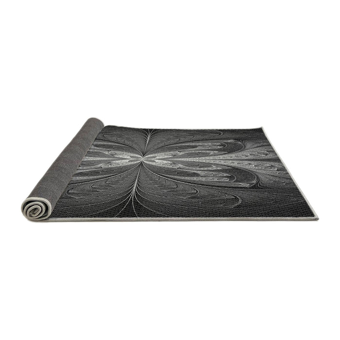 Thickness of Patterned Charcoal Black Rug, pat1378gry