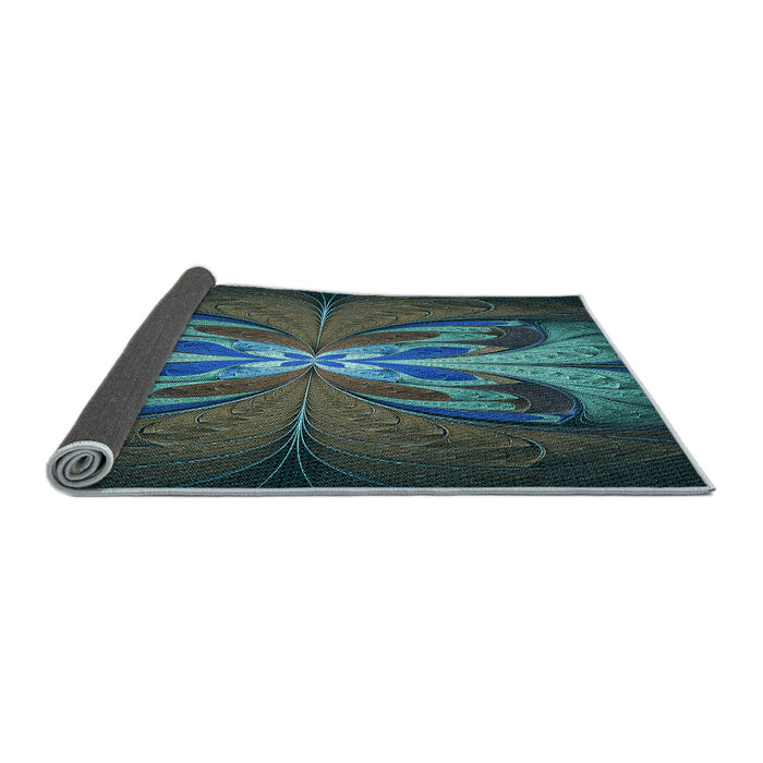 Thickness of Patterned Deep-Sea Green Rug, pat1378lblu