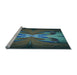 Sideview of Machine Washable Transitional Deep-Sea Green Rug, wshpat1378lblu