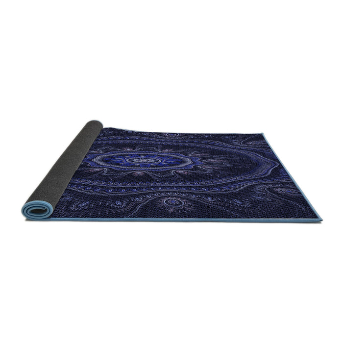 Thickness of Patterned Deep Periwinkle Purple Rug, pat1379blu