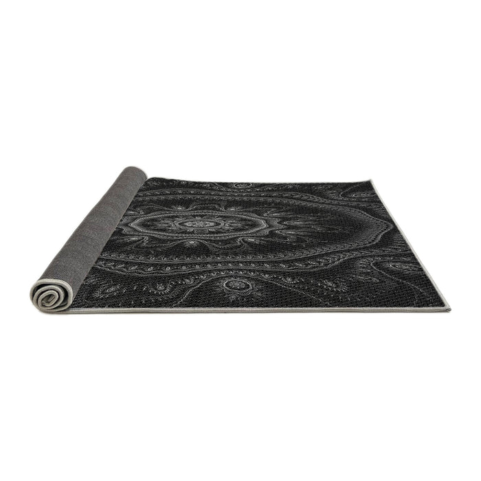 Thickness of Patterned Black Rug, pat1379gry