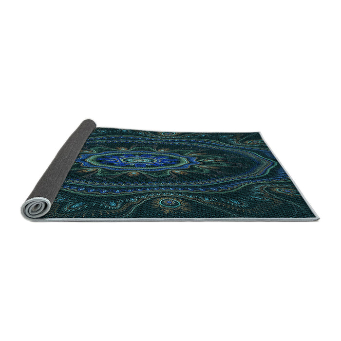 Thickness of Patterned Black Rug, pat1379lblu