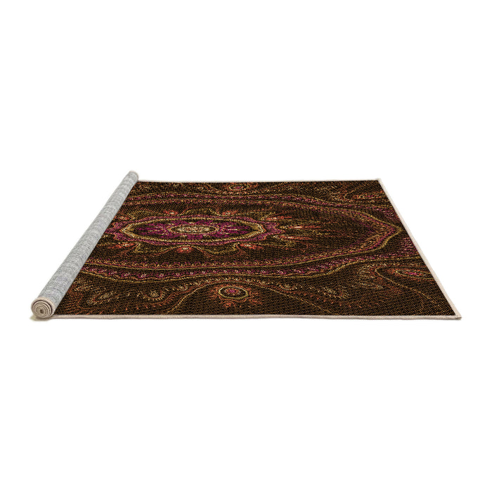 Sideview of Machine Washable Transitional Saddle Brown Rug, wshpat1379org