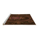 Sideview of Machine Washable Transitional Saddle Brown Rug, wshpat1379org