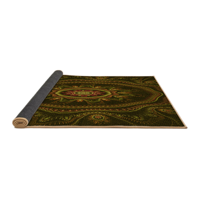 Thickness of Patterned Dark Bronze Brown Rug, pat1379yw