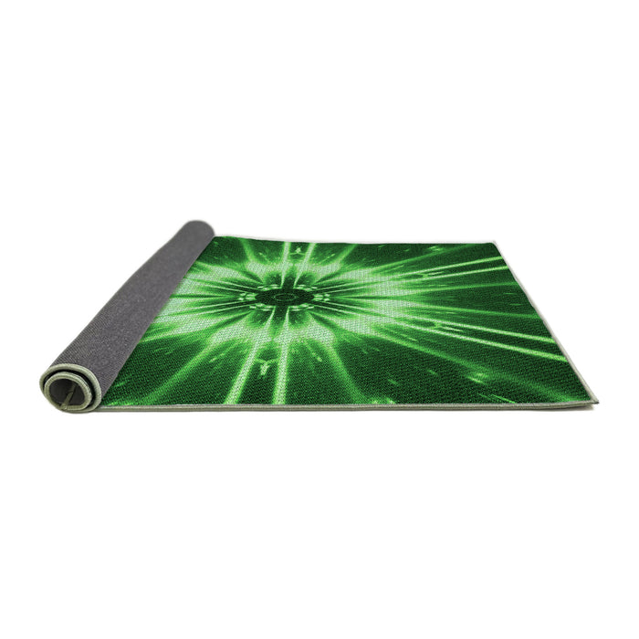 Thickness of Patterned Deep Emerald Green Rug, pat138grn