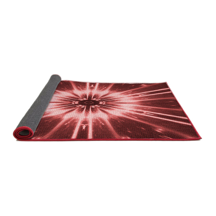 Thickness of Patterned Cranberry Red Rug, pat138rd