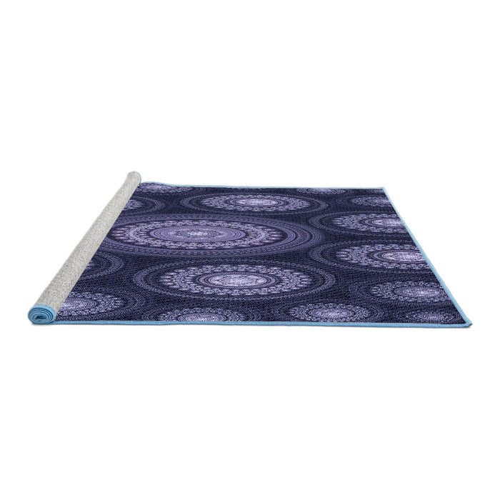 Sideview of Machine Washable Transitional Night Blue Rug, wshpat1380blu