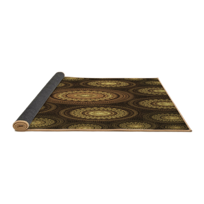 Thickness of Patterned Black Brown Rug, pat1380brn