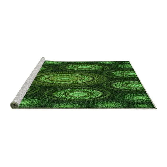 Sideview of Machine Washable Transitional Dark Lime Green Rug, wshpat1380grn