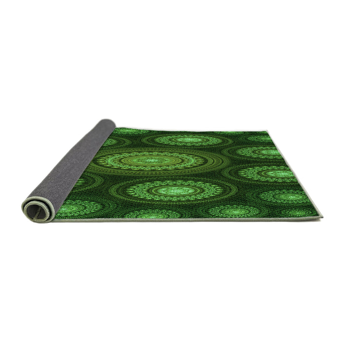 Closeup of Patterned Dark Lime Green Rug, pat1380grn