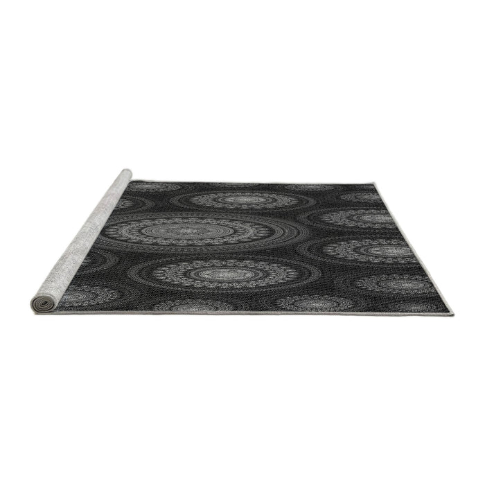 Sideview of Machine Washable Transitional Midnight Gray Rug, wshpat1380gry