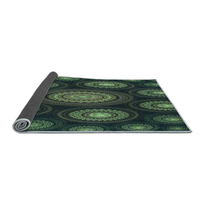 Thickness of Patterned Dark Forest Green Rug, pat1380lblu