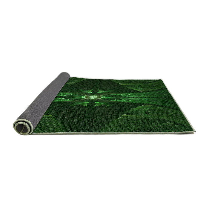 Thickness of Patterned Green Rug, pat1381grn