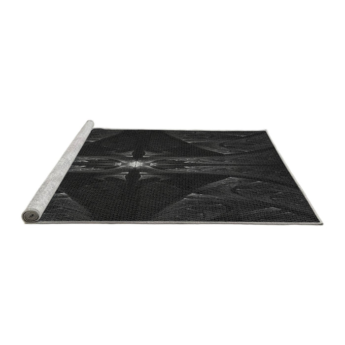 Sideview of Machine Washable Transitional Midnight Gray Rug, wshpat1381gry