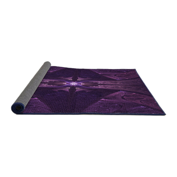 Thickness of Patterned Deep Purple Rug, pat1381pur