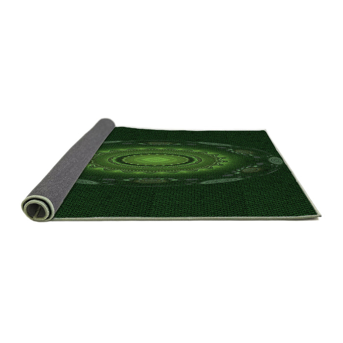 Thickness of Patterned Deep Emerald Green Rug, pat1382grn