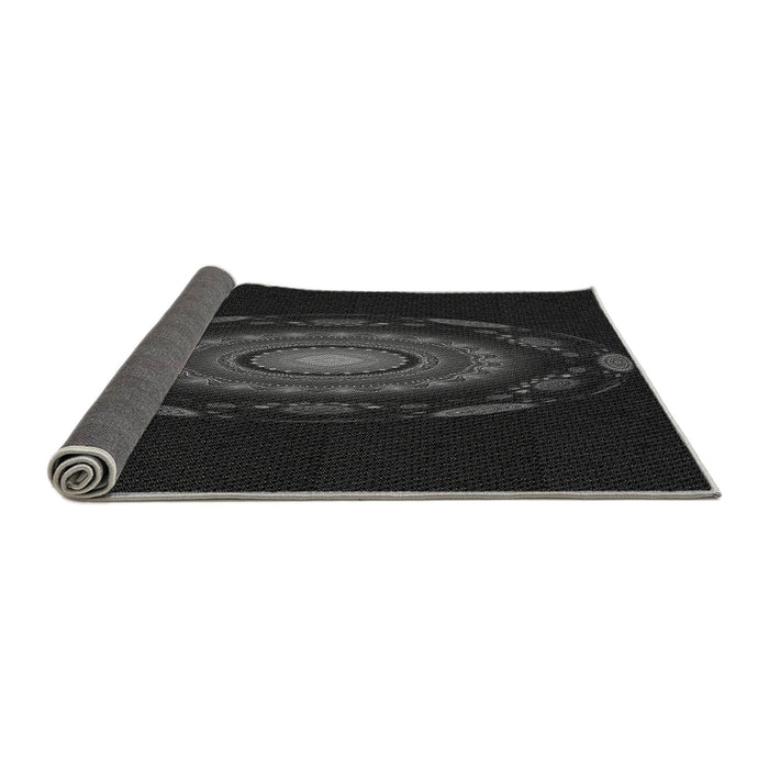 Thickness of Patterned Black Rug, pat1382gry