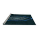 Sideview of Machine Washable Transitional Black Rug, wshpat1382lblu