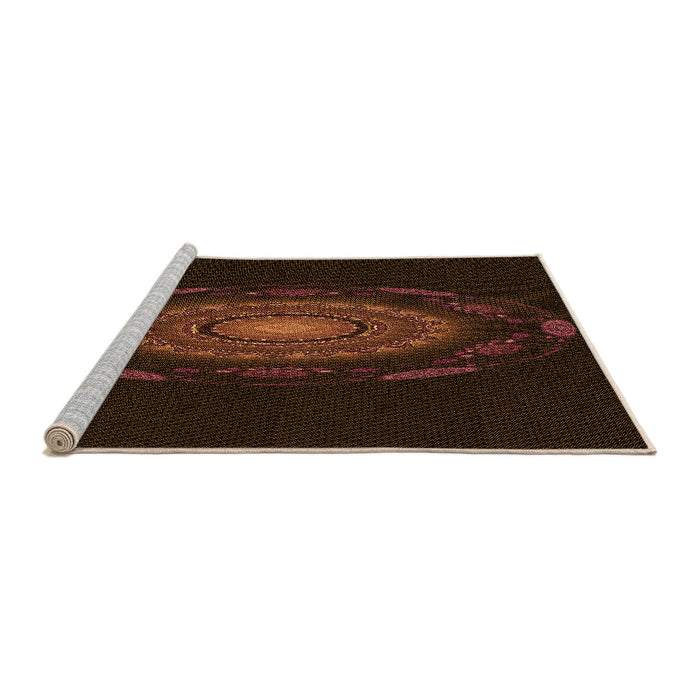 Sideview of Machine Washable Transitional Red Brown Rug, wshpat1382org