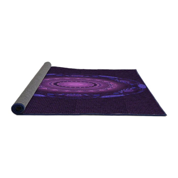 Thickness of Patterned Deep Purple Rug, pat1382pur