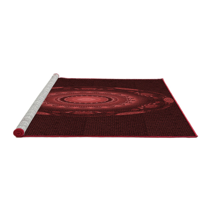 Sideview of Machine Washable Transitional Saffron Red Rug, wshpat1382rd