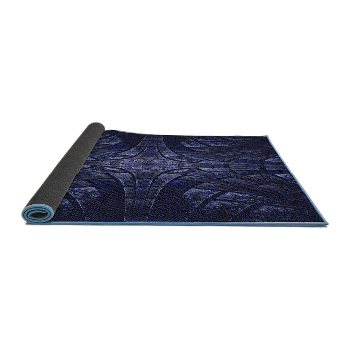 Thickness of Patterned Deep Periwinkle Purple Rug, pat1383blu