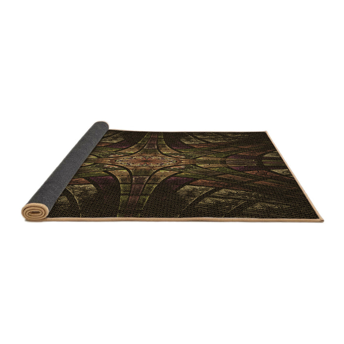 Thickness of Patterned Red Brown Rug, pat1383brn